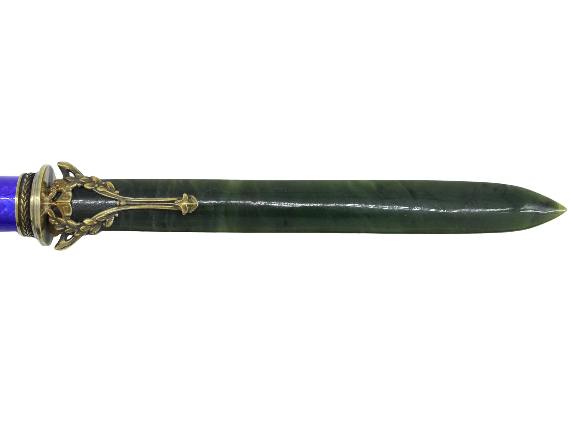 RUSSIAN SILVER ENAMEL NEPHRITE JADE LETTER OPENER PIC-3